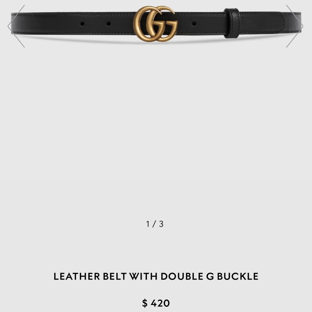 Gucci women’s leather belt with double G buckle